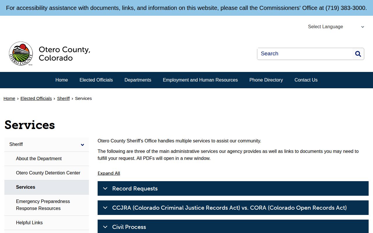 Otero County booking photo records request instructions