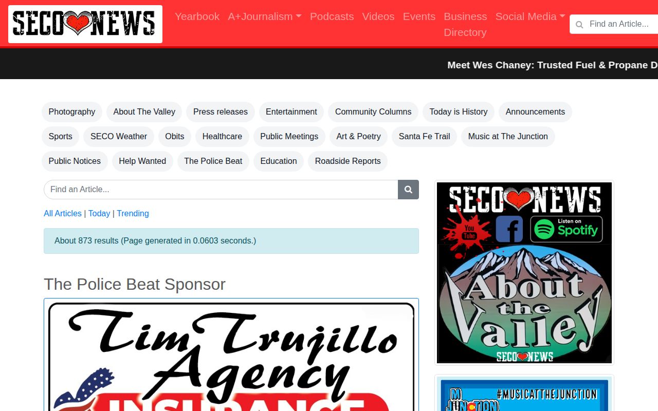 SECO News Police Beat Otero County arrest report section